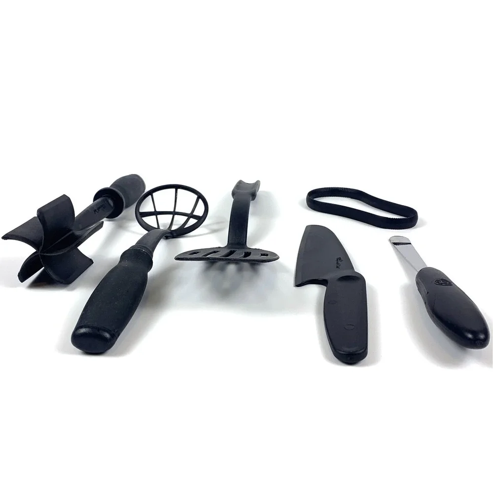 Pampered Chef Black Nylon‎ Lot of 6 Utensils Chop Chunk Scoop Loop Knife Spatula